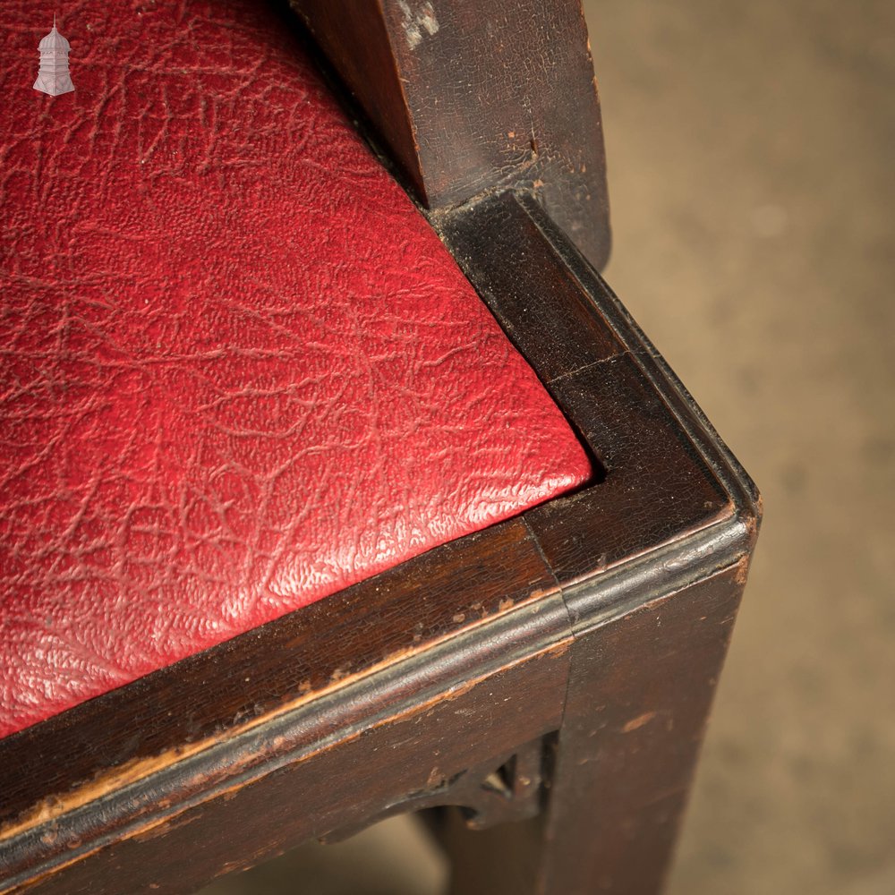 Chippendale Style Chair, Carved Hardwood with Leather Seat Cushion