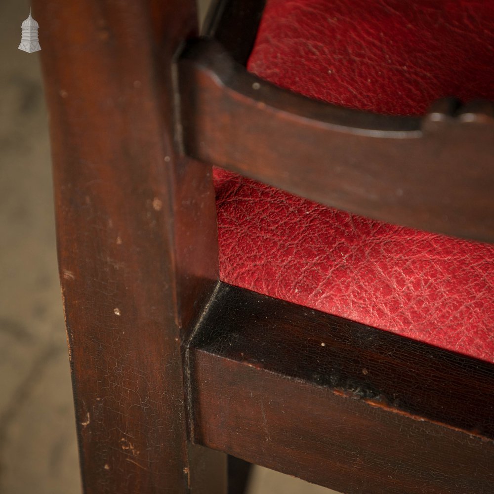 Chippendale Style Chair, Carved Hardwood with Leather Seat Cushion