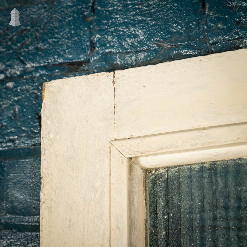 Half Glazed Door, White Painted Pine with ‘Reeded’ Style Textured Glass