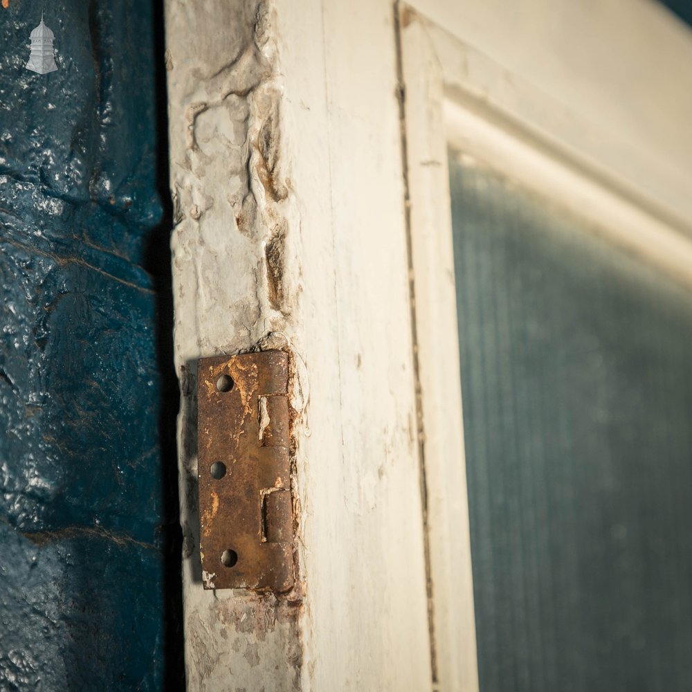 Half Glazed Door, White Painted Pine with ‘Reeded’ Style Textured Glass