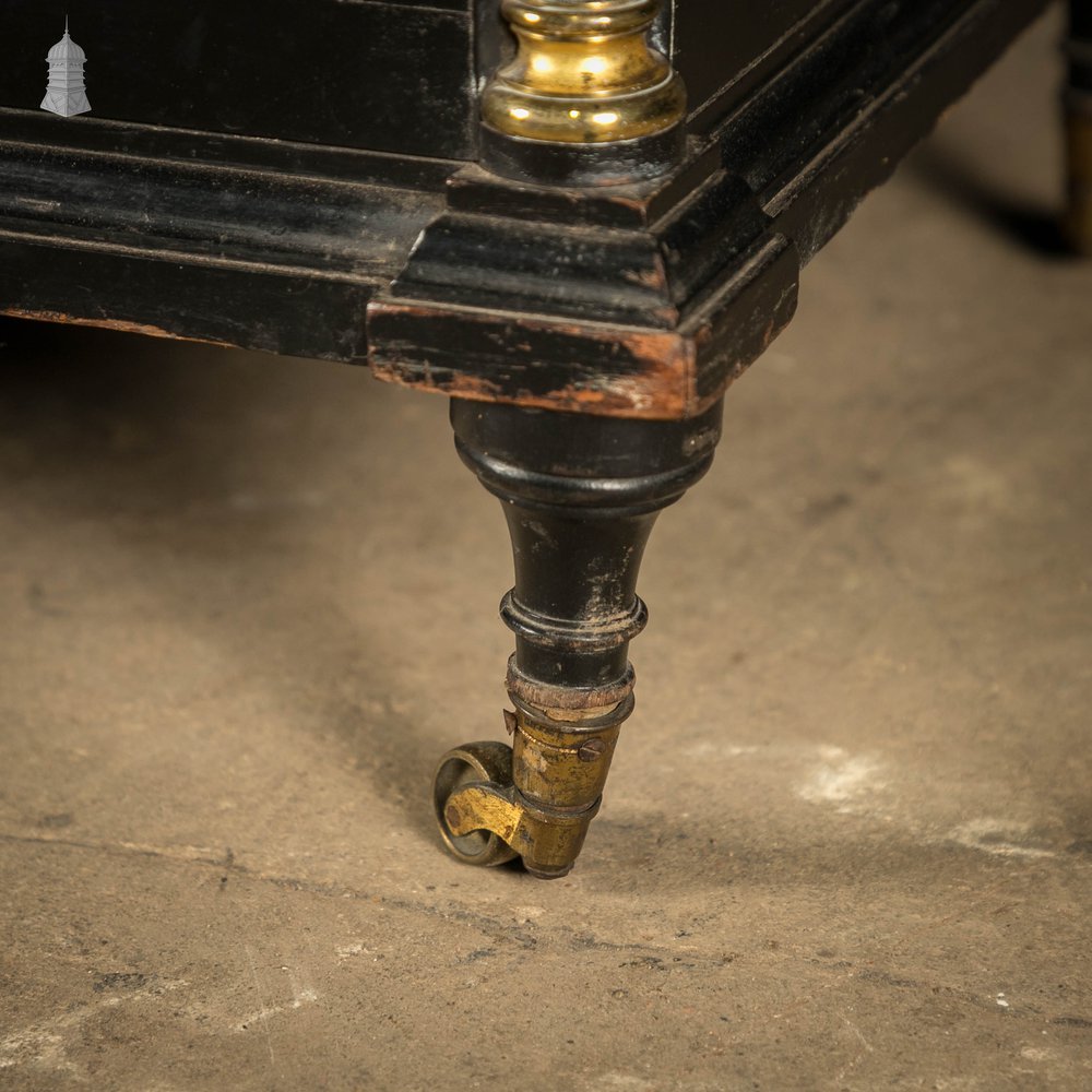 Victorian Canterbury Sheet Music Rack, Ebonised Hardwood with Gold Column Details