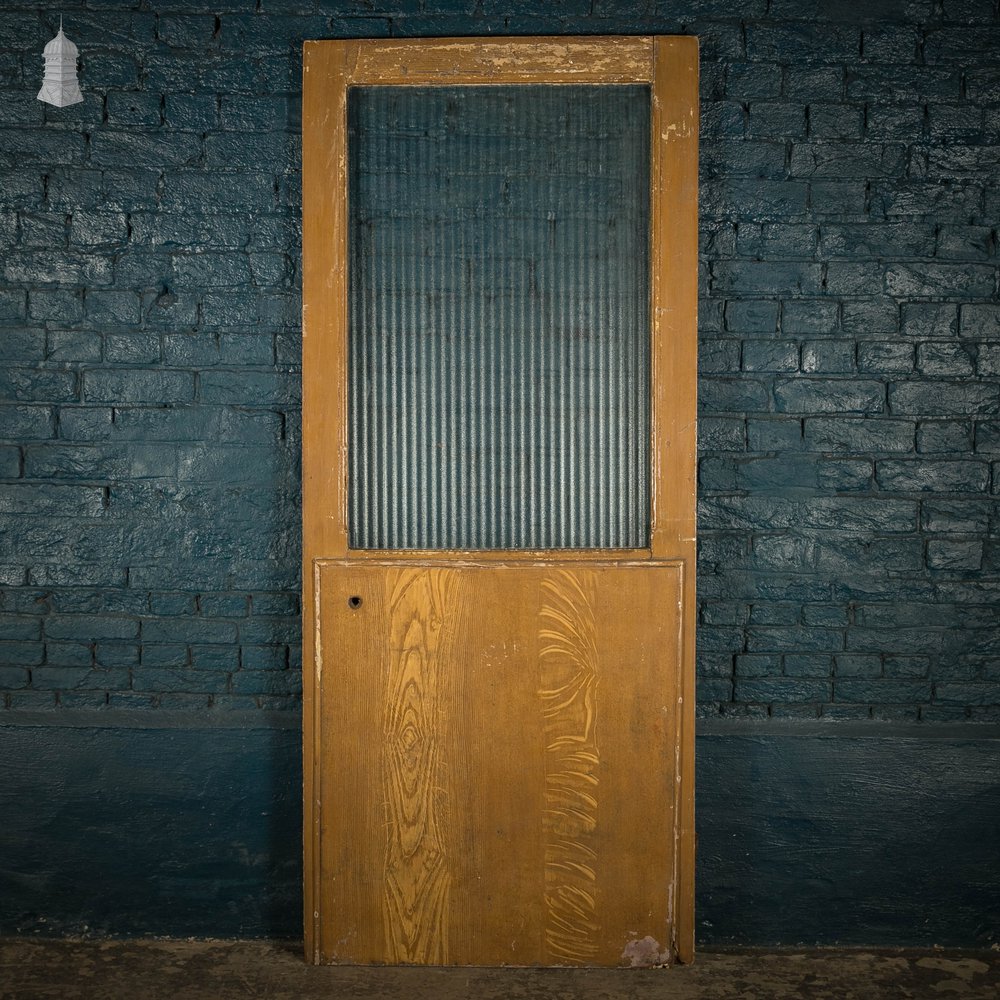 Half Glazed Door, Pine With ‘Reeded’ Style Textured Glass