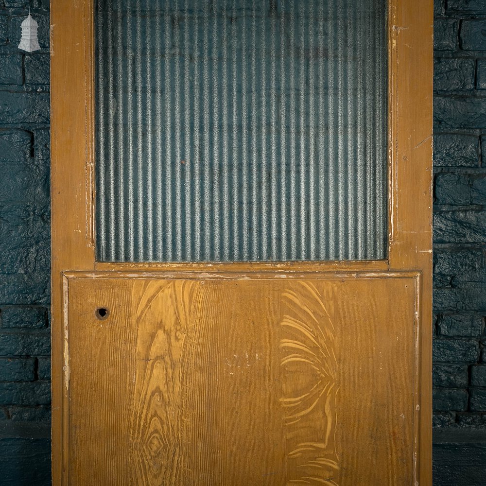 Half Glazed Door, Pine With ‘Reeded’ Style Textured Glass