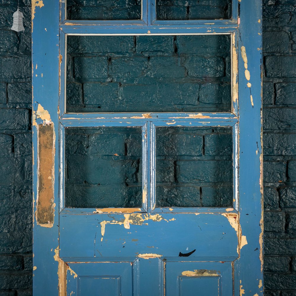 Half Glazed Door, Pine with Blue Painted Finish