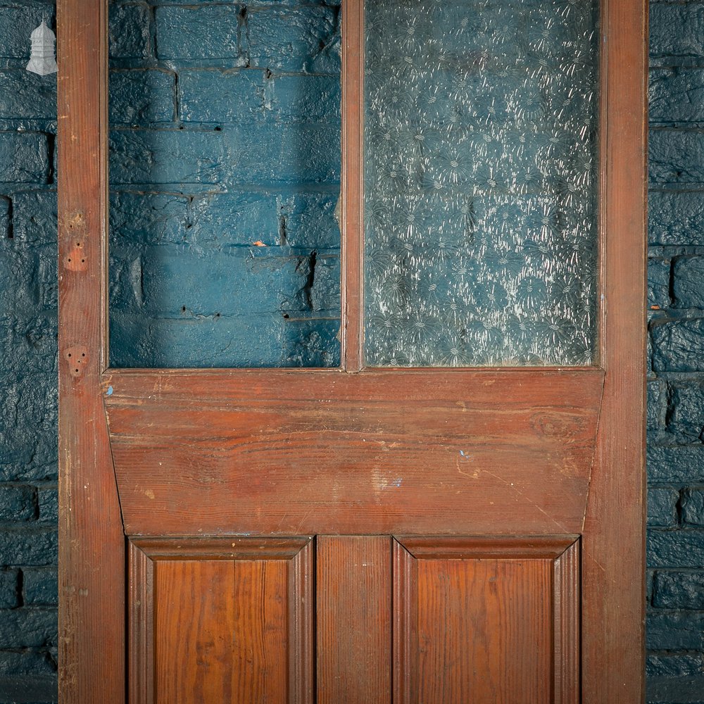 Half Glazed Door, Pine Gunstock Rails, Floral Textured Glazing