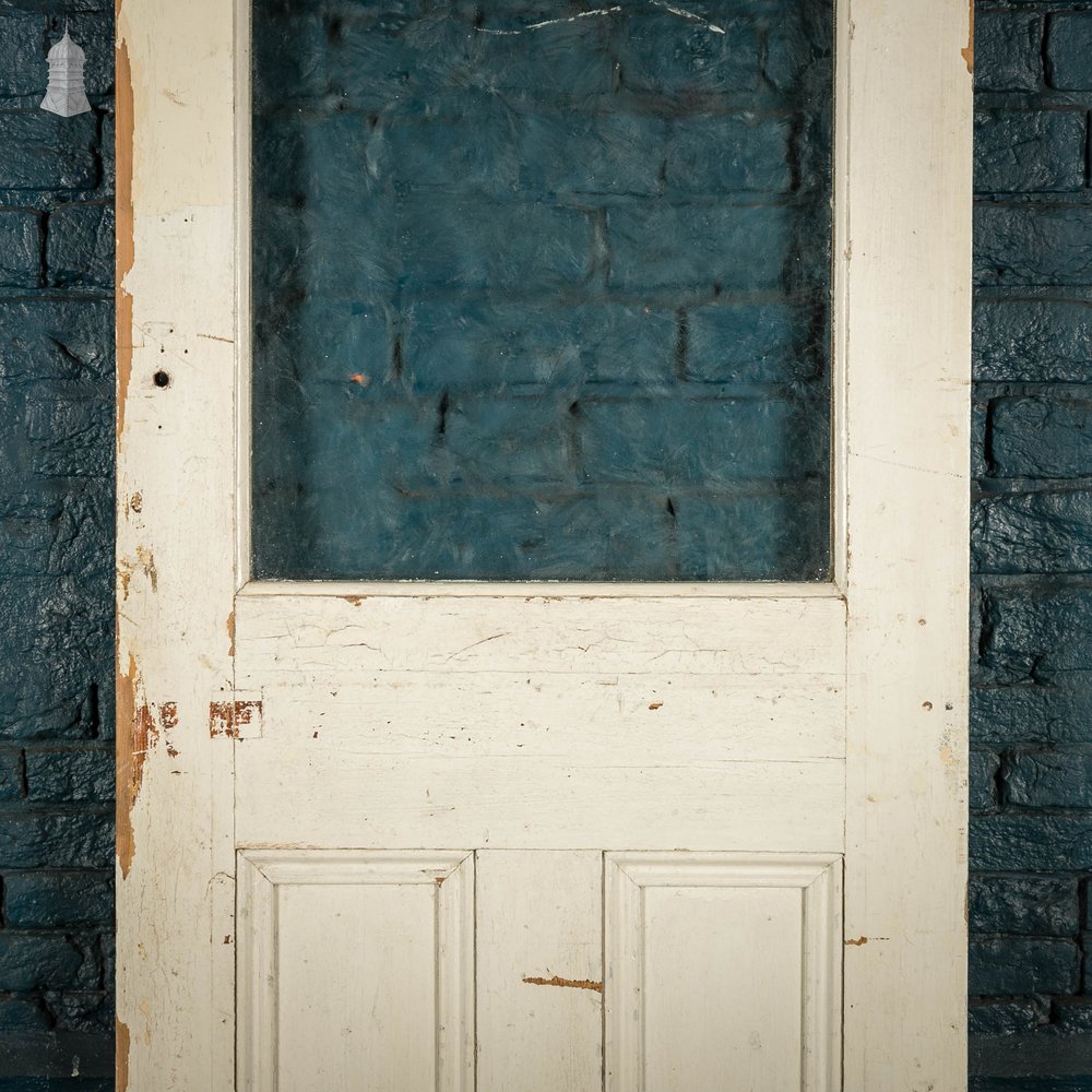 Half Glazed Door, White Painted Pine with Textured Glass