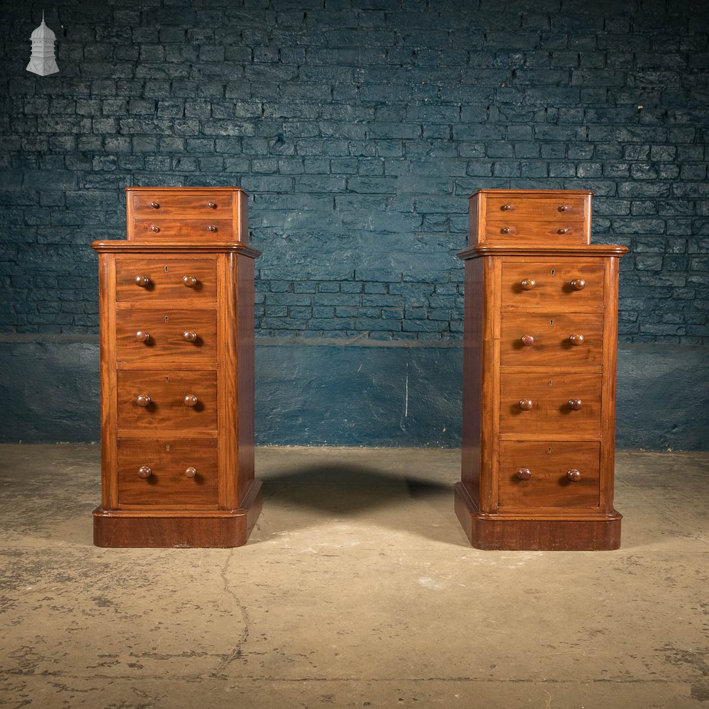 Bedside Drawer Units, Pair of Victorian Mahogany Bedside Chests