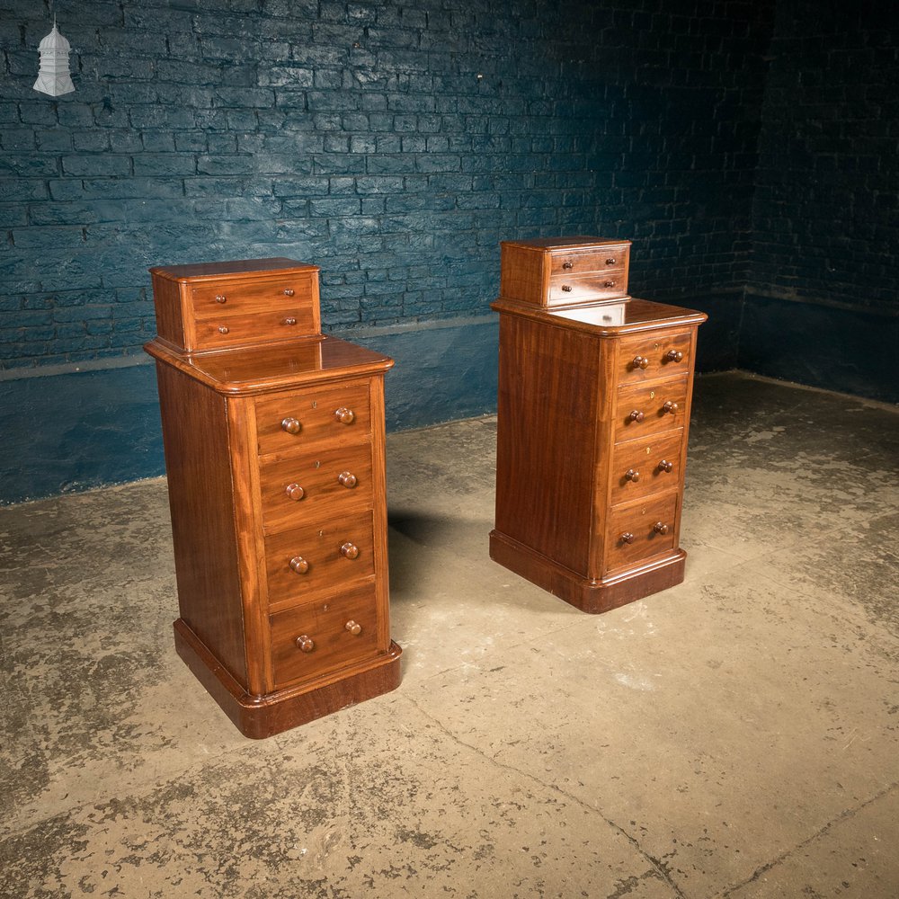 Bedside Drawer Units, Pair of Victorian Mahogany Bedside Chests