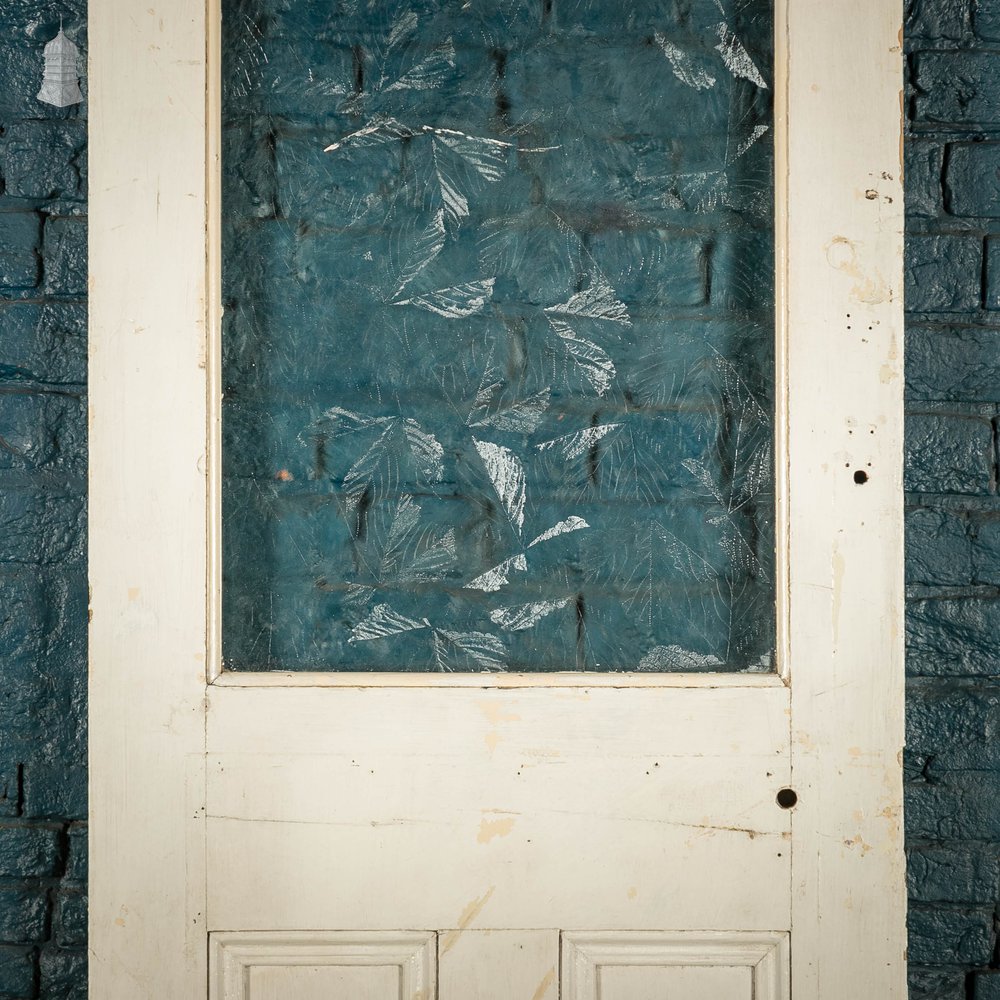 Half Glazed Door, White Painted Pine with Textured Glass