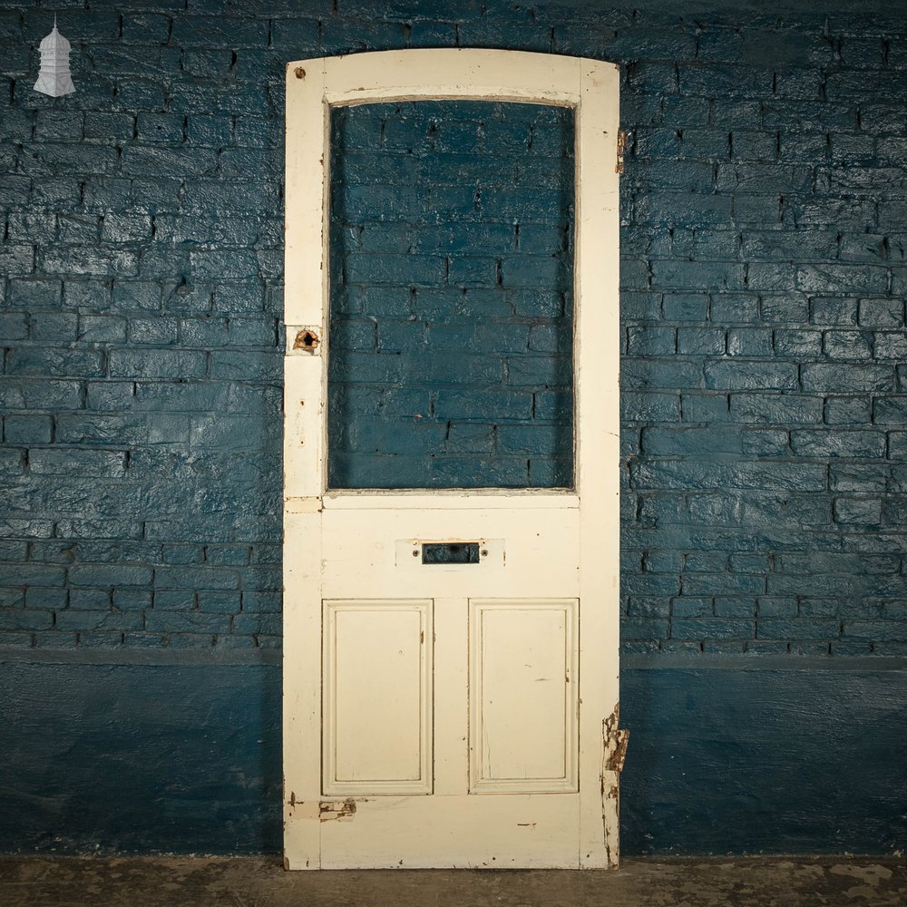 Half Glazed Door, With Arched Top Window and White Painted Finish