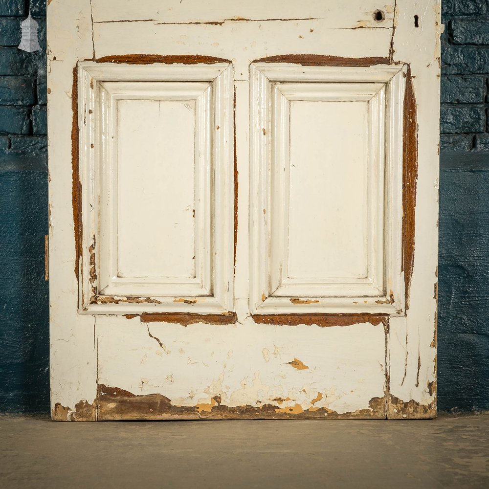 Half Glazed Door, White Painted Pine with Textured Glass