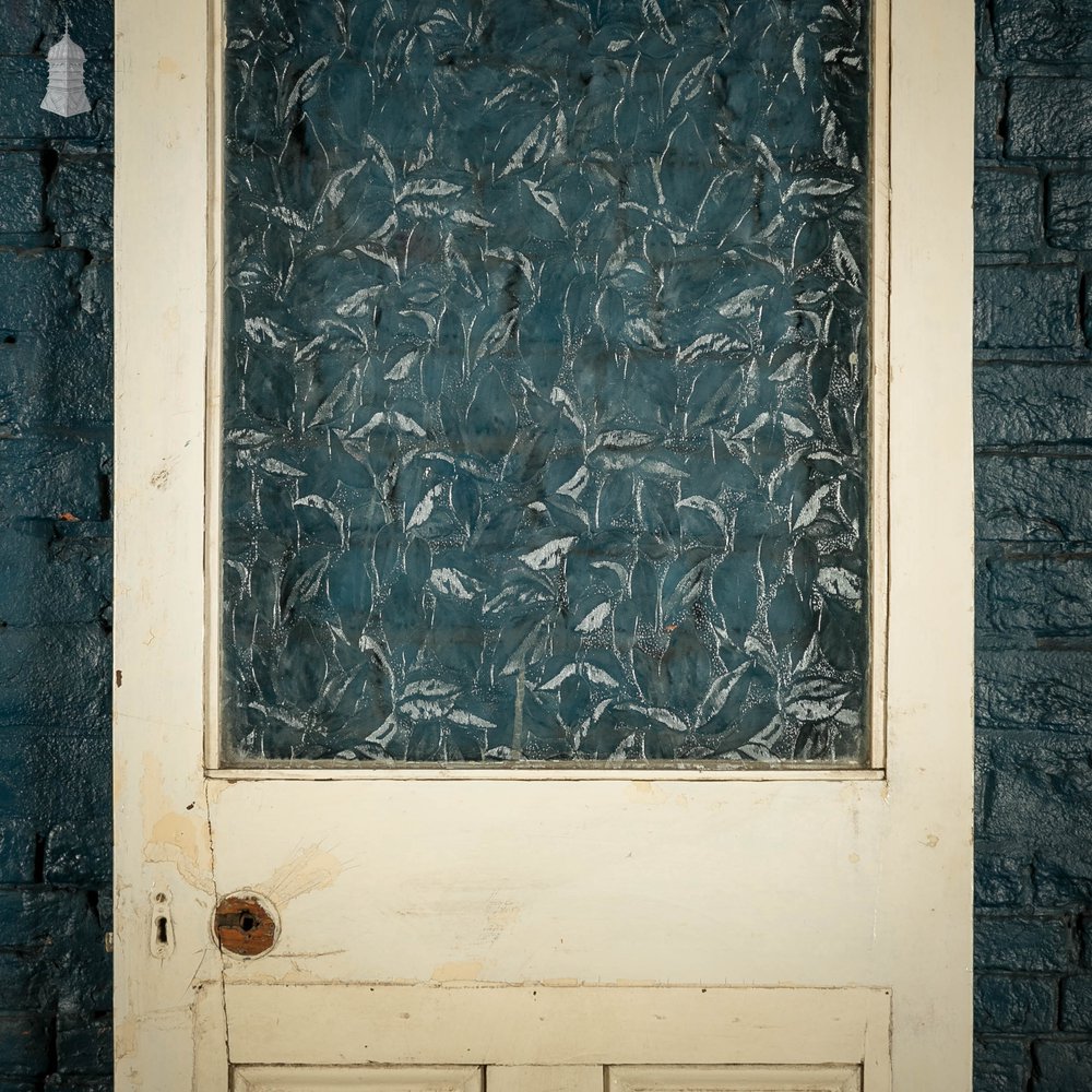 Half Glazed Door, White Painted Pine with Textured Glass