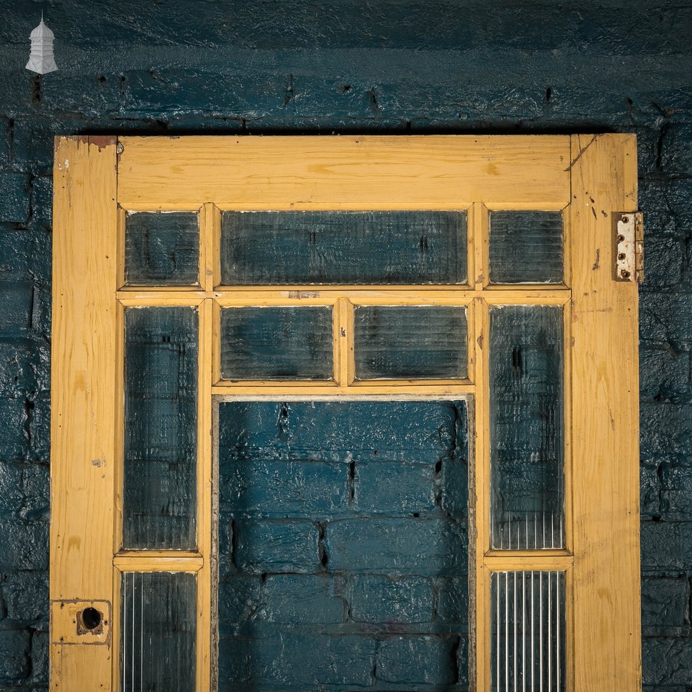 Half Glazed Door, Pine, Fitted with ‘Reeded’ Style Textured Glass