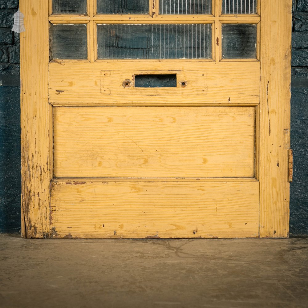 Half Glazed Door, Pine, Fitted with ‘Reeded’ Style Textured Glass