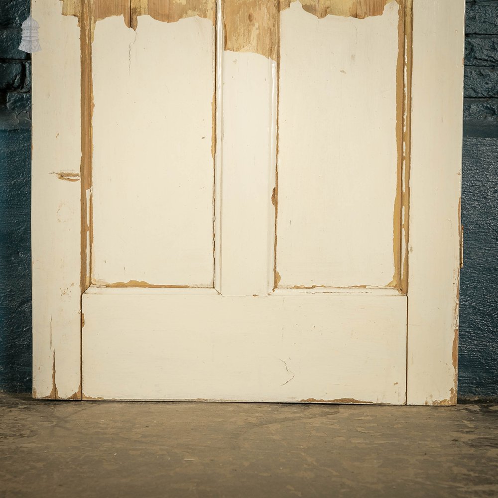 Pine Panelled Doors, Pair, White Distressed Painted