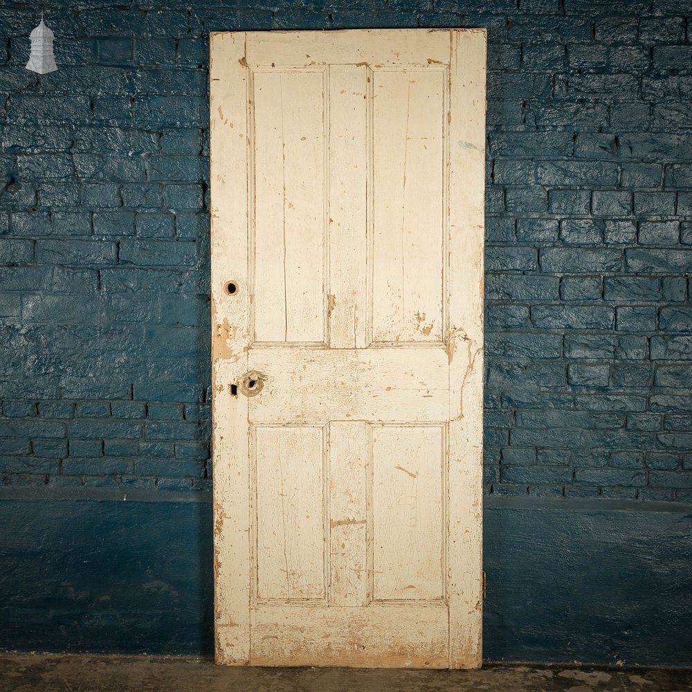 Pine Panelled Door, 4 Panel Distressed Painted Pine