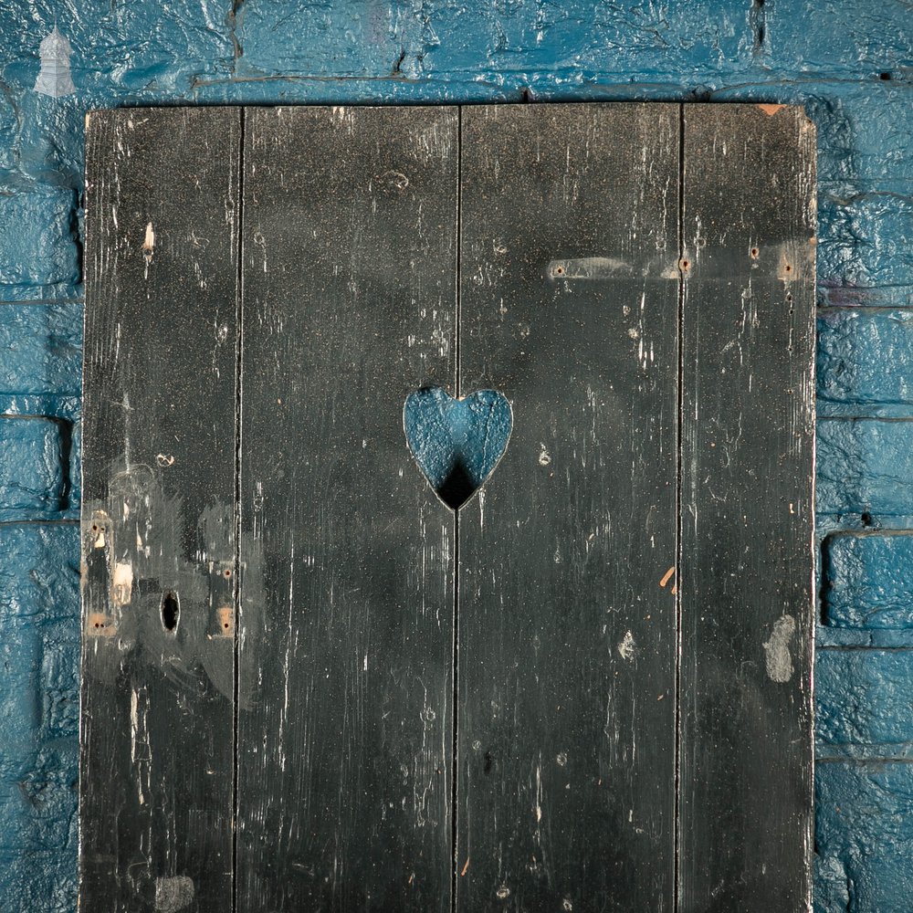 Ledged and Braced Door, Black Painted with Heart Cut-out