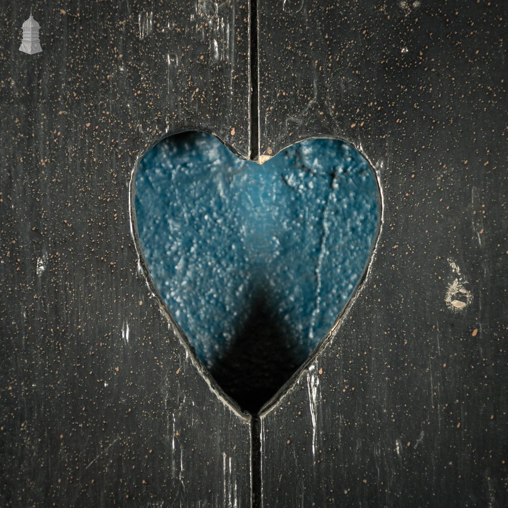 Ledged and Braced Door, Black Painted with Heart Cut-out