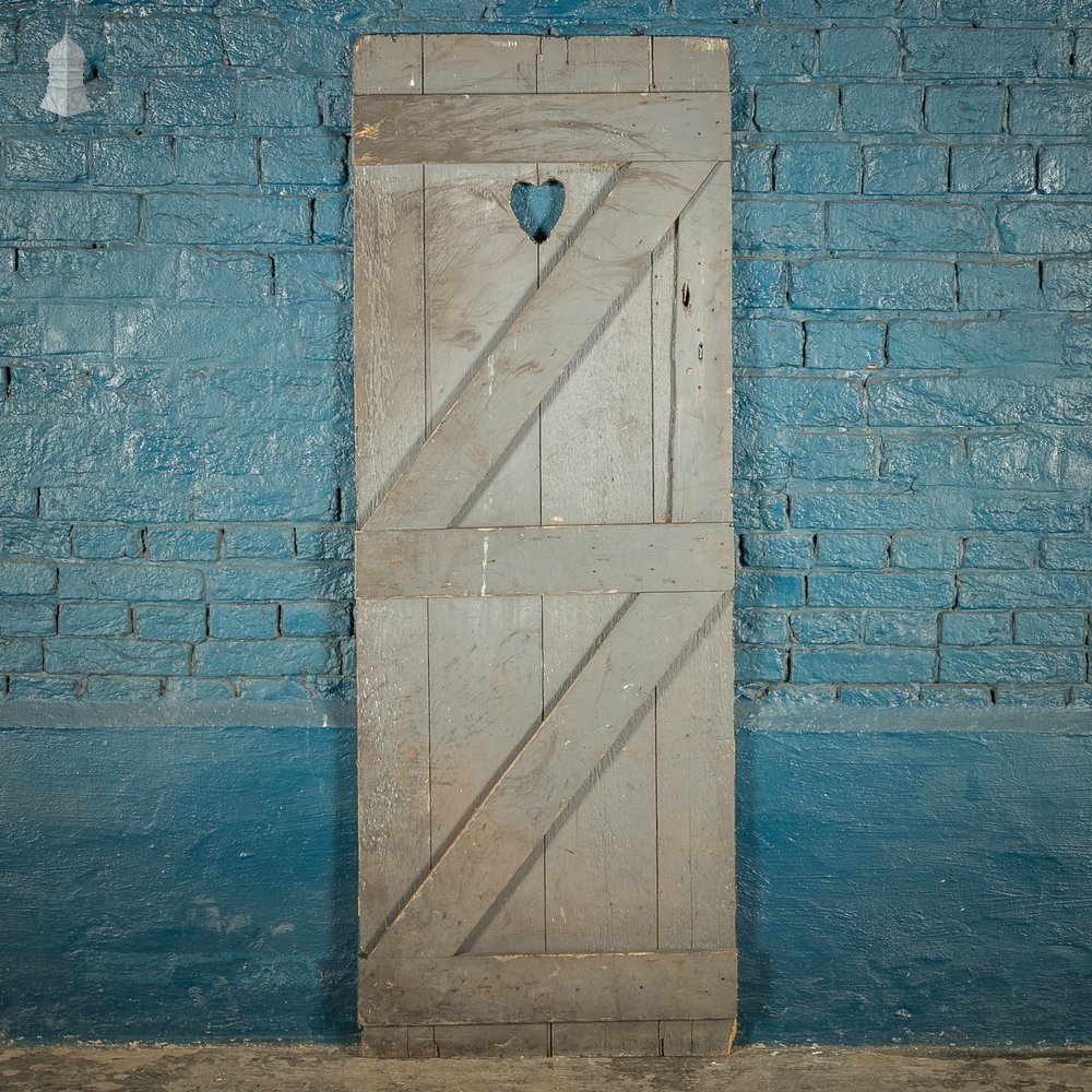 Ledged and Braced Door, Black Painted with Heart Cut-out