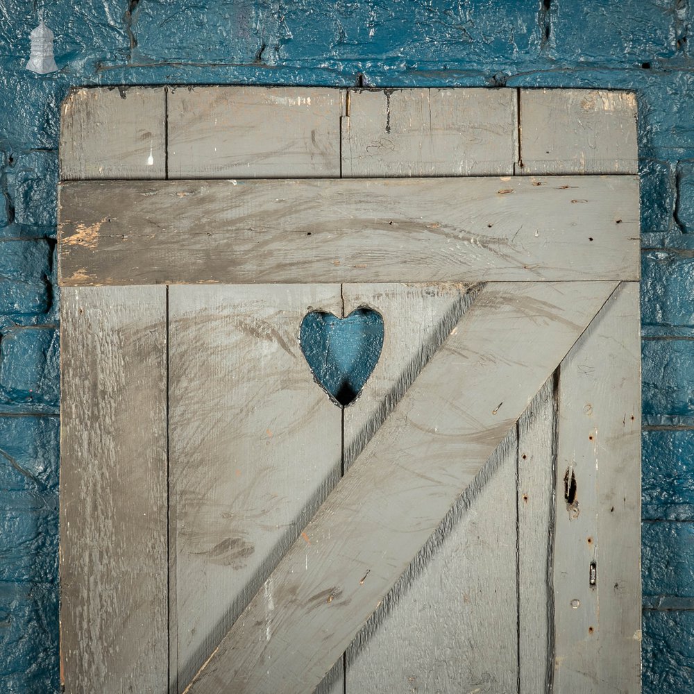 Ledged and Braced Door, Black Painted with Heart Cut-out