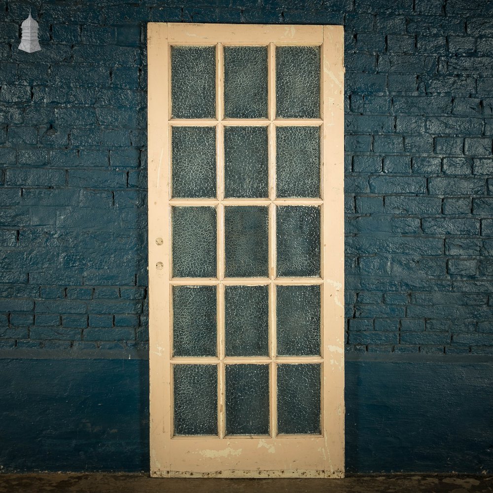 Glazed Pine Door, Fitted with ‘Arctic’ Style Textured Glass