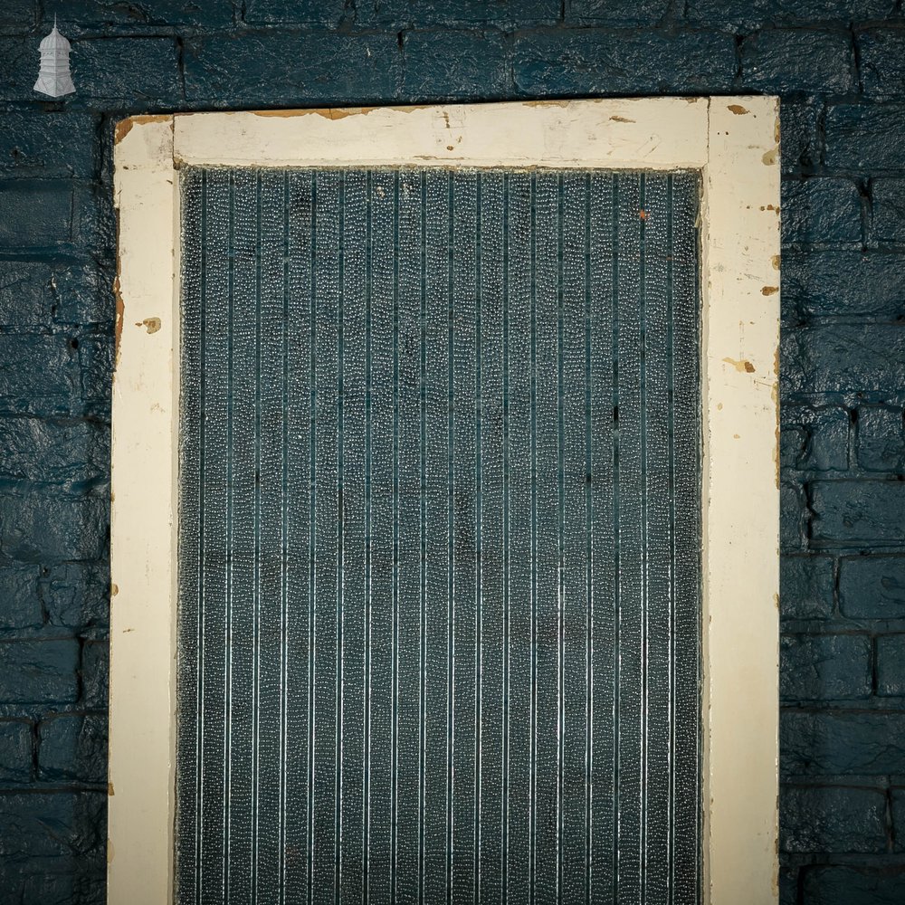 Half Glazed Door, Pine Panelled Door with “Hammer Stripe” Style Textured Glass