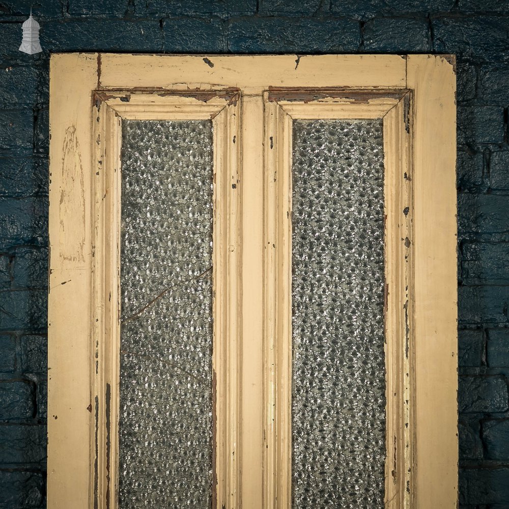 Half Glazed Door, Panelled Pine with ‘Muranese’ Style Textured Glass