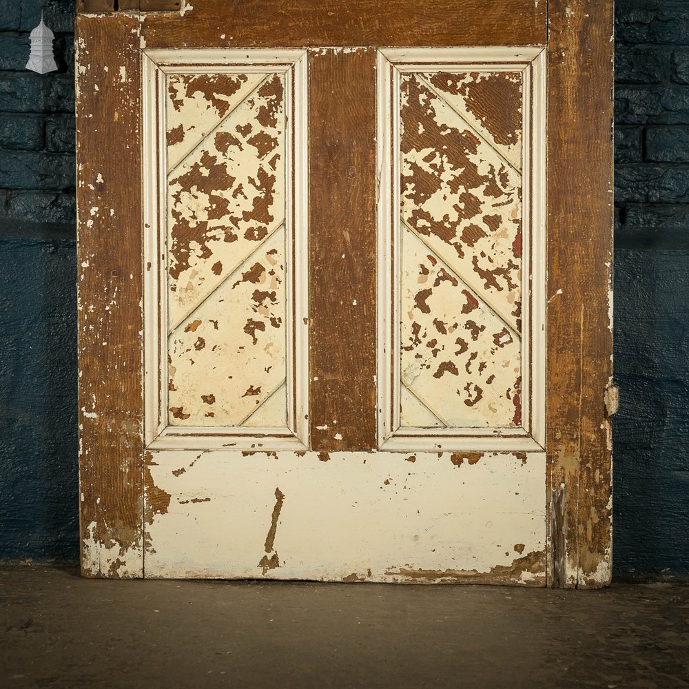 Half Glazed Door, Panelled Pine with ‘Muranese’ Style Textured Glass