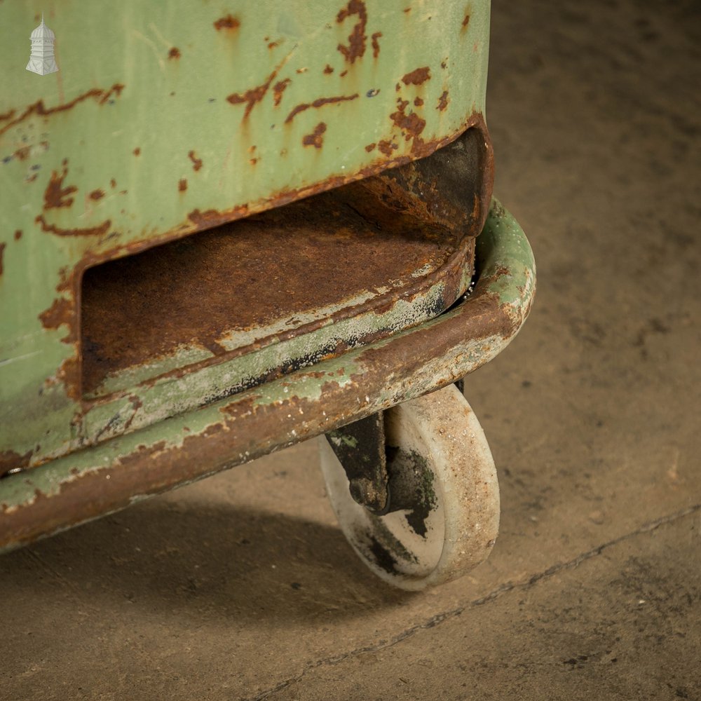 Wheeled Industrial Bin, Green Painted Workshop Storage Bin