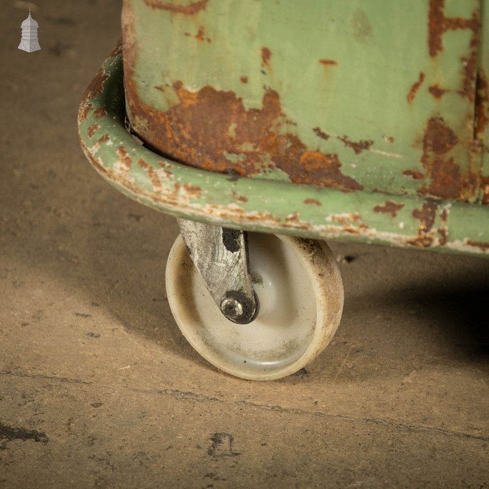 Wheeled Industrial Bin, Green Painted Workshop Storage Bin