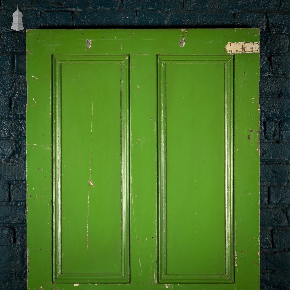 Pine Panelled Door, Green Painted, 4 Panel