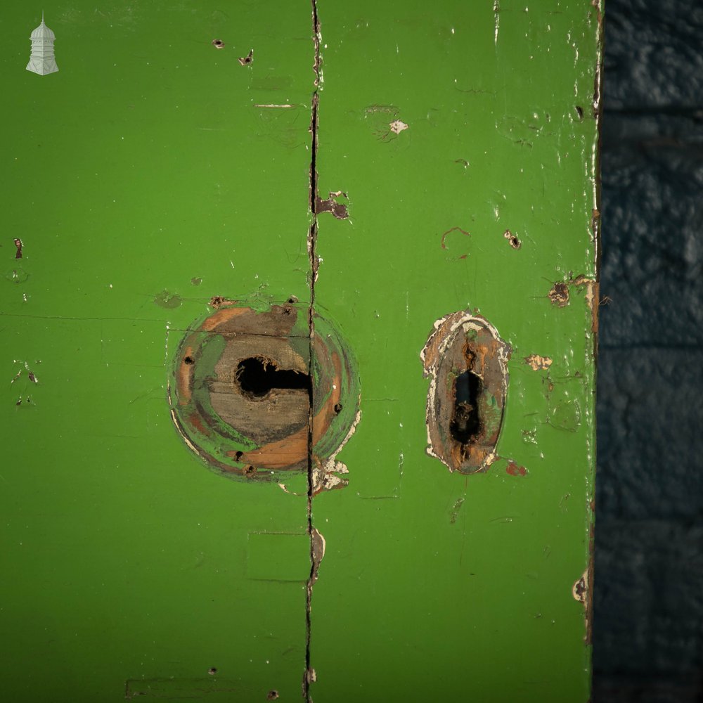 Pine Panelled Door, Green Painted, 4 Panel