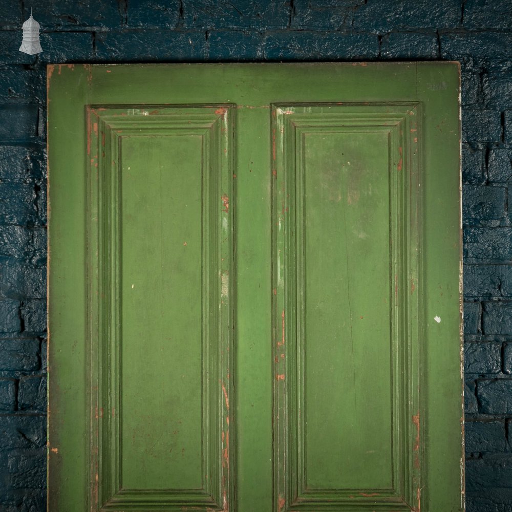 Pine Panelled Door, Green Painted, 4 Panel