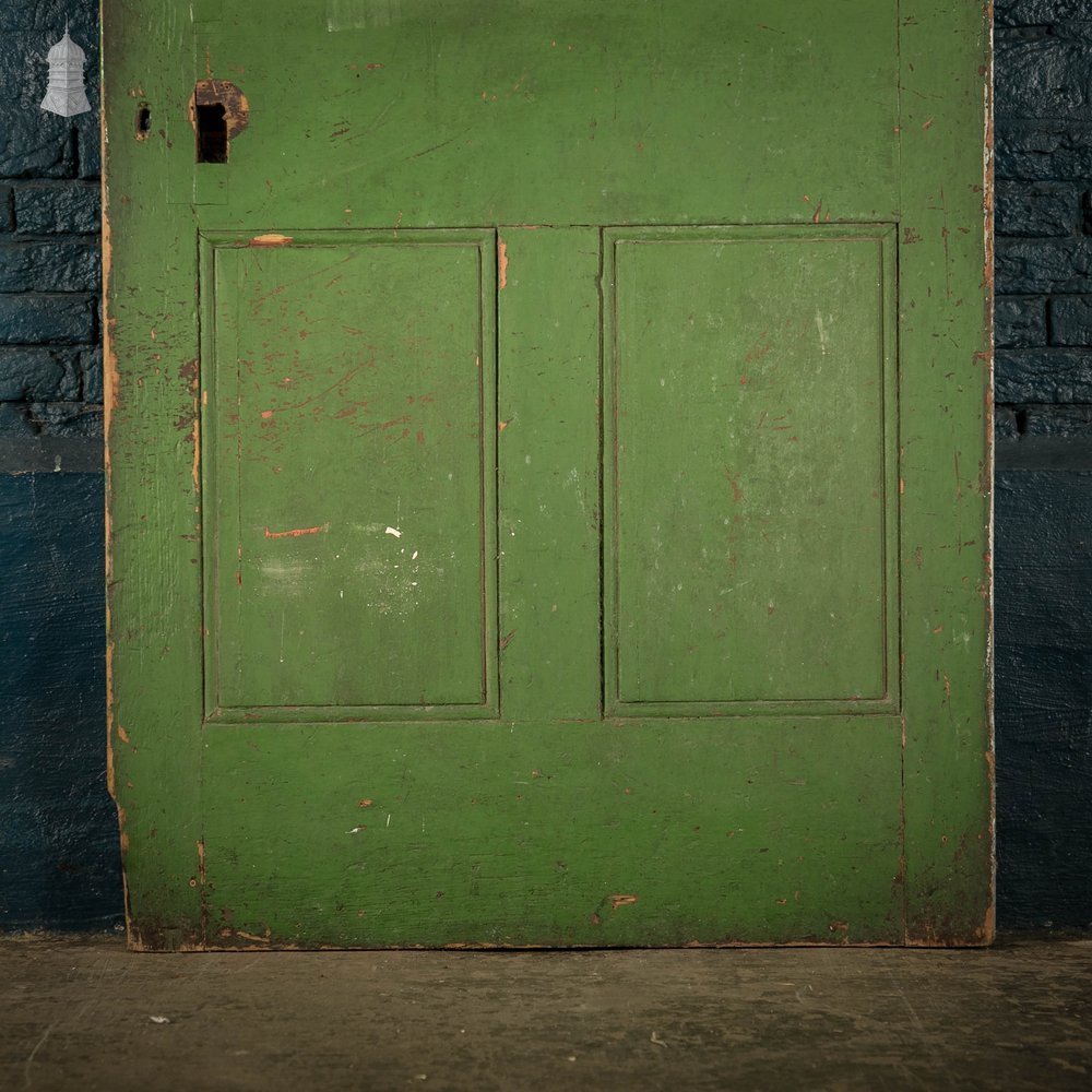 Pine Panelled Door, Green Painted, 4 Panel