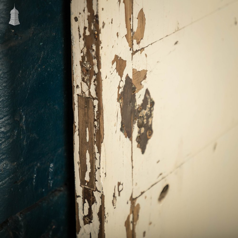 Pine Panelled Door, White Distressed Paint Finish