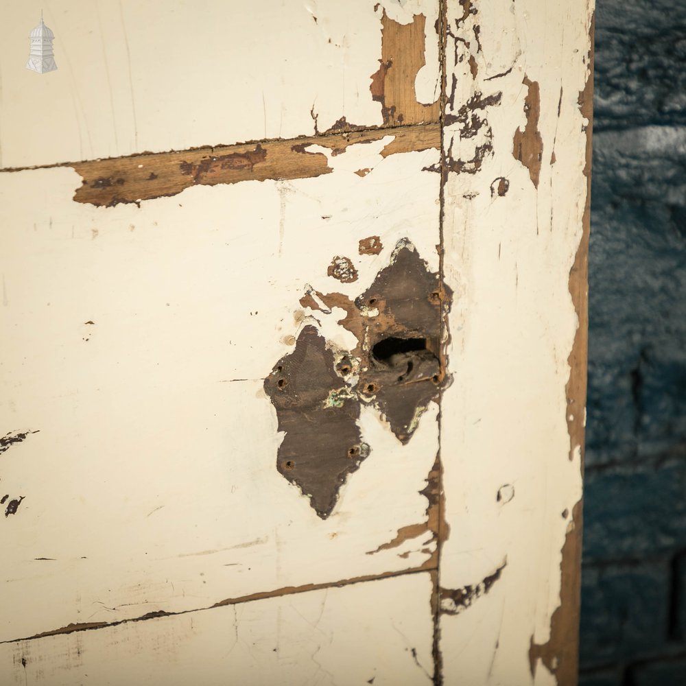 Pine Panelled Door, White Distressed Paint Finish