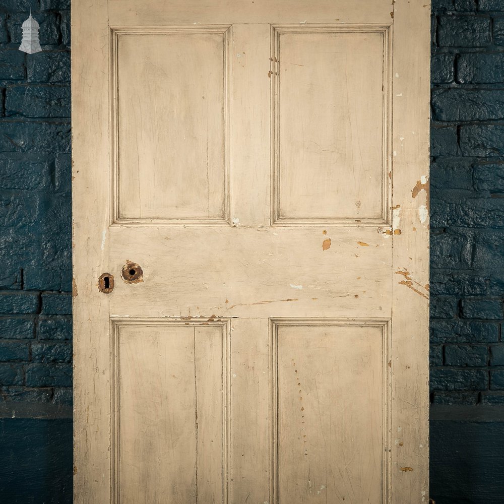 Pine Panelled Door, Moulded 6 Panel with Distressed Paint Finish