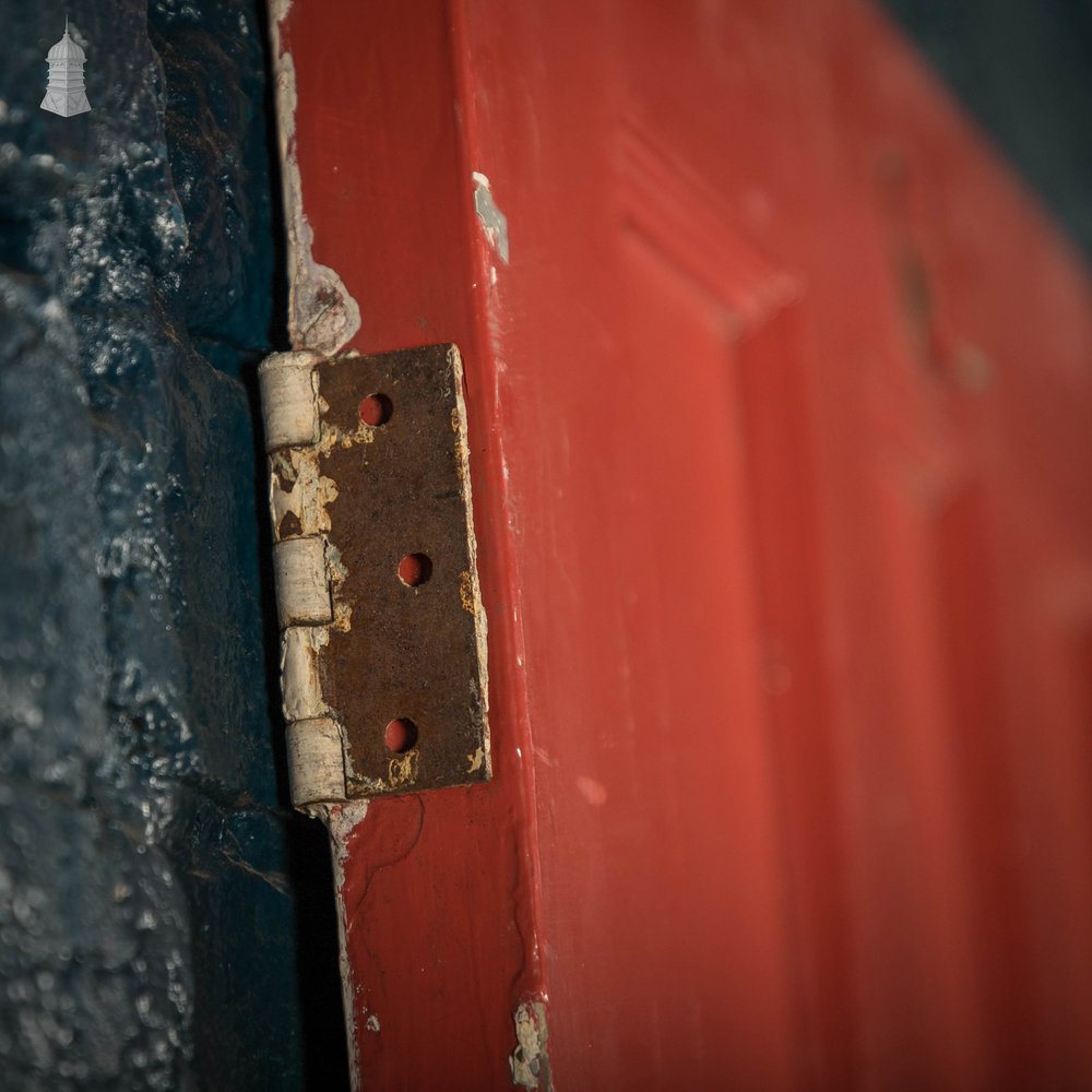 Pine Panelled Door, Red Painted Moulded 6 Panel