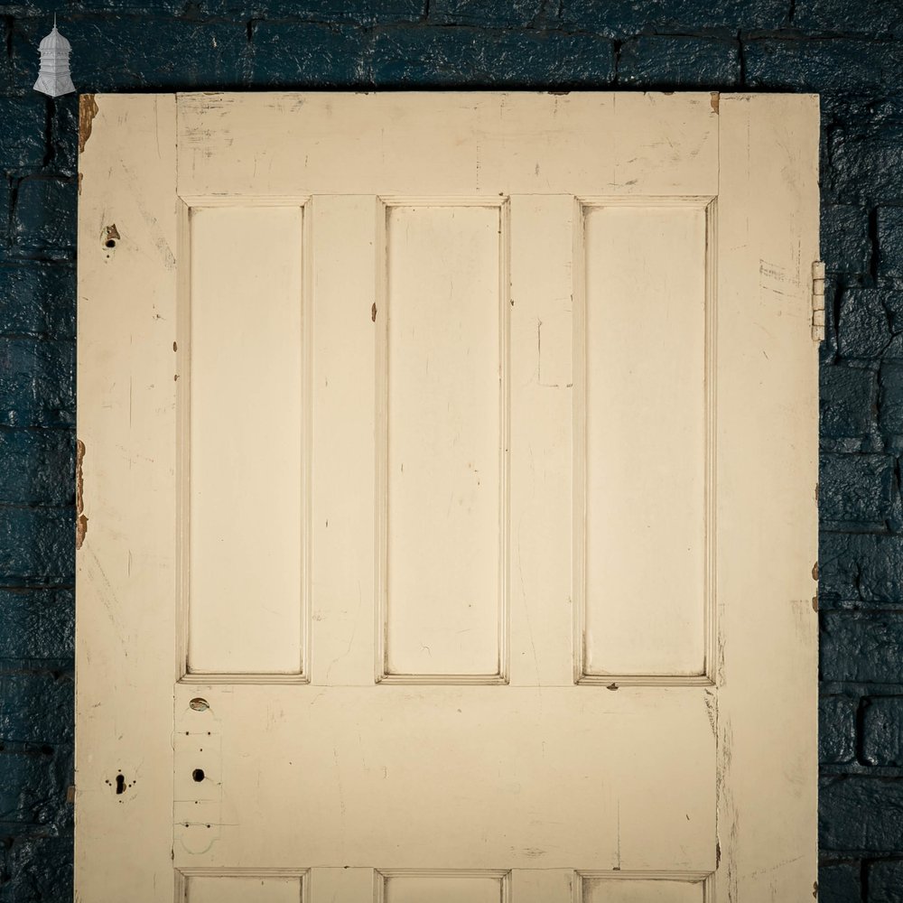 Pine Panelled Door, Red Painted Moulded 6 Panel