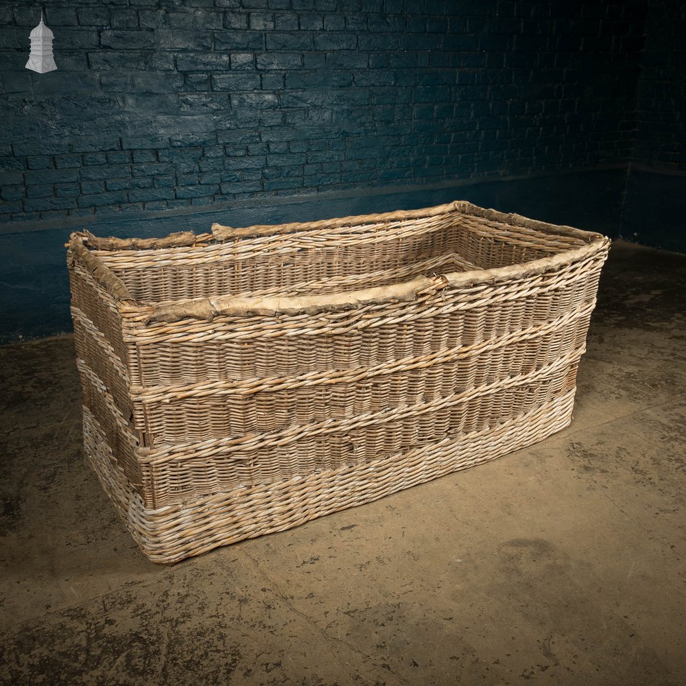 Wicker Laundry Basket, Large 19th C GPO Woven Storage Basket