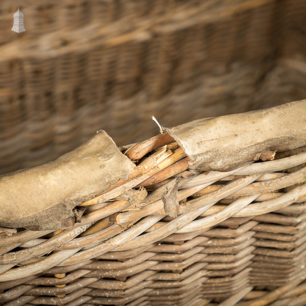 Wicker Laundry Basket, Large 19th C GPO Woven Storage Basket