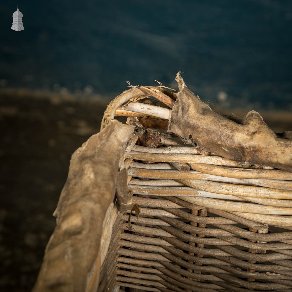 Wicker Laundry Basket, Large 19th C GPO Woven Storage Basket