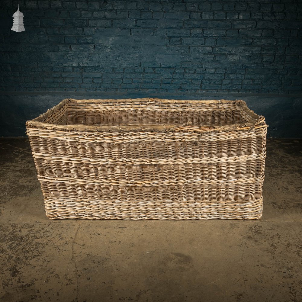 Wicker Laundry Basket, Large 19th C GPO Woven Storage Basket