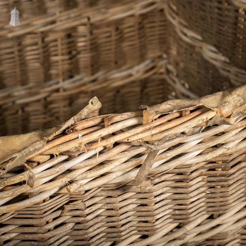 Wicker Laundry Basket, Large 19th C GPO Woven Storage Basket