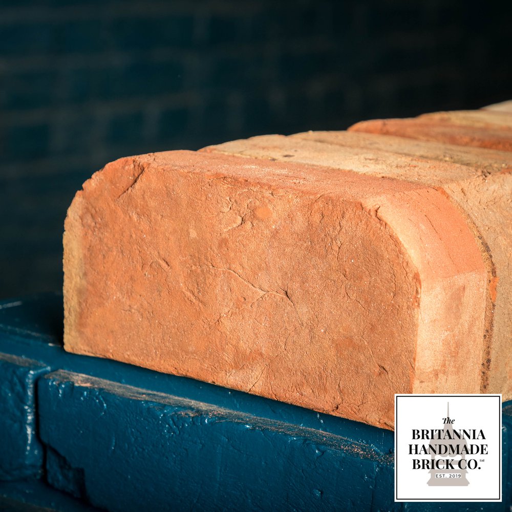 9” Double Bullnose Handmade Red Brick, Period Style Coping Bricks - Batch of 130