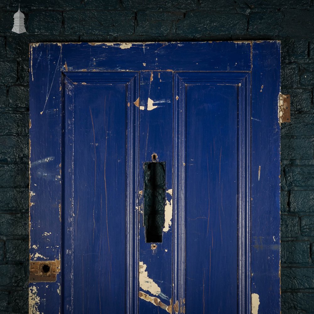 Pine Panelled Door, 4 Panel Blue Painted Front Door