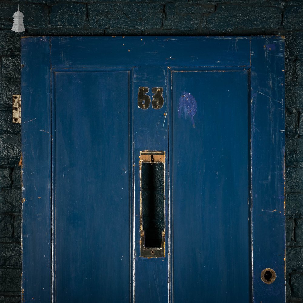 Pine Panelled Door, 4 Panel Blue Painted Front Door