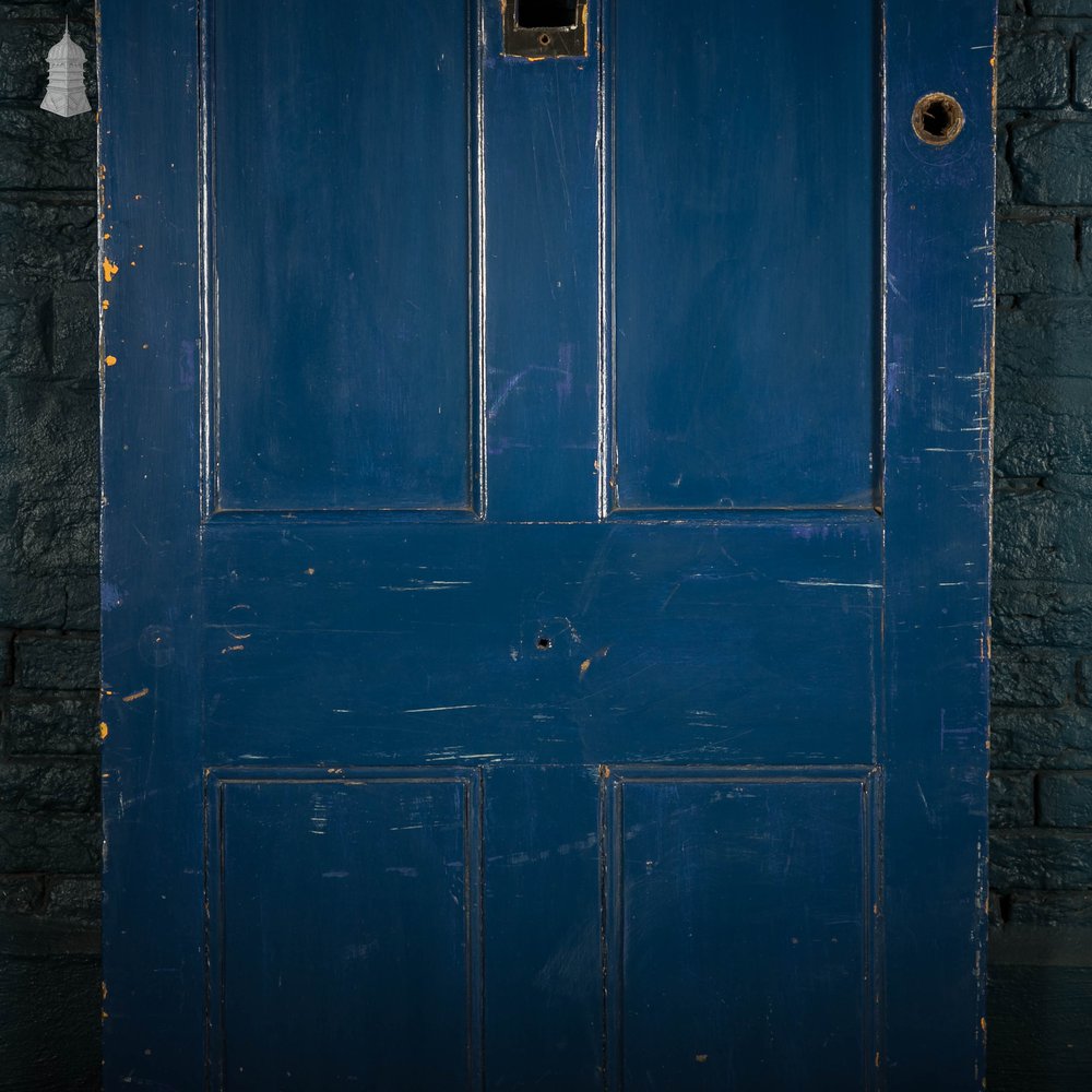 Pine Panelled Door, 4 Panel Blue Painted Front Door