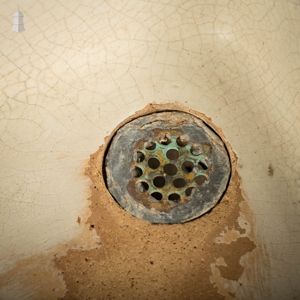 Shallow Fluted Sink, Cane and White Trough Sink with Worn Glaze