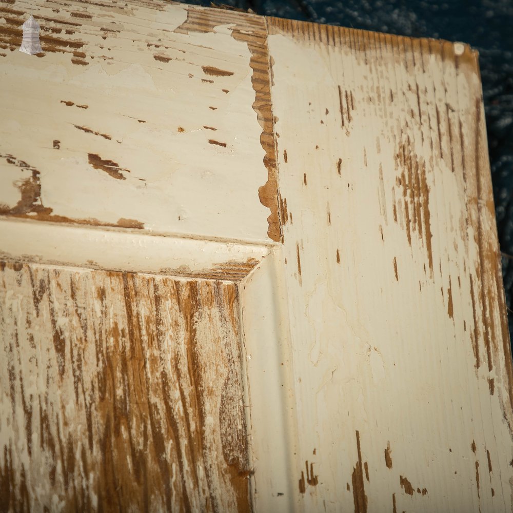 Pine Panelled Door, 4 Panel With White Distressed Paint Finish